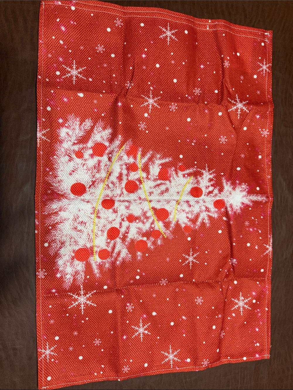 Kirkland Signature Red Placemat with White Tree and Gold Garland